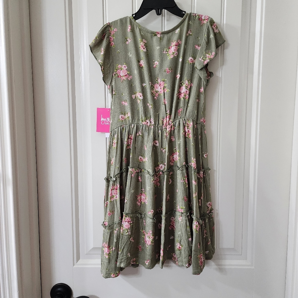 Byer California Girls Short Sleeve A-Line floral Dress - Picture 5 of 5